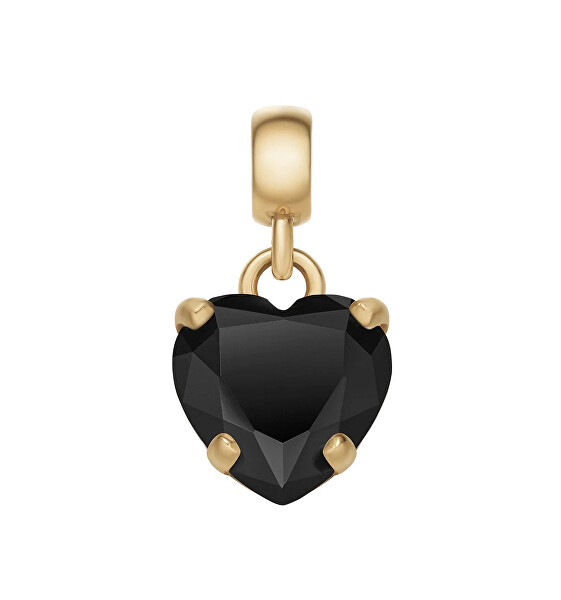 Pozlacený přívěsek s černým srdíčkem Charms DW00400431