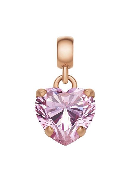 Pozlacený přívěsek s růžovým srdíčkem Charms DW00400425