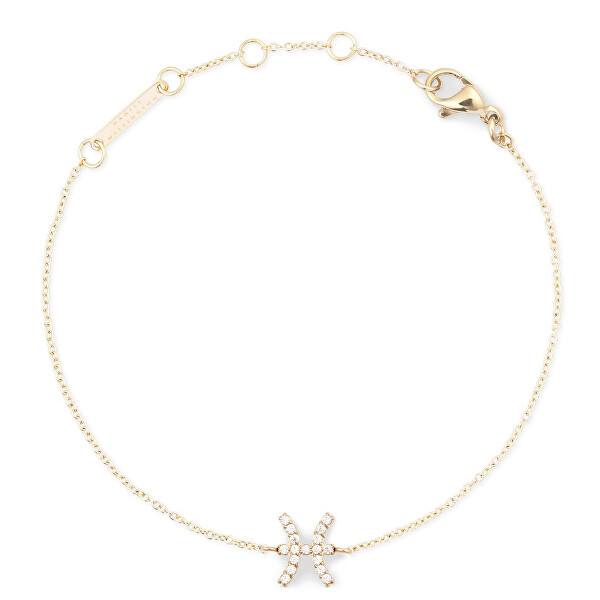 Pozlacený řetízkový náramek znamení Ryby Crystal Zodiac DW00400918