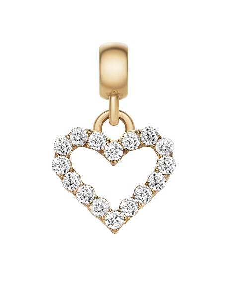 Pozlacený srdíčkový přívěsek s čirými krystaly Charms DW00400432