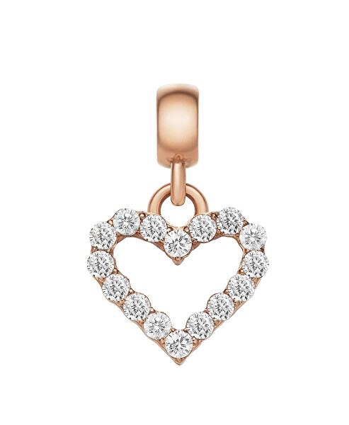 Pozlacený srdíčkový přívěsek s čirými krystaly Charms DW00400427