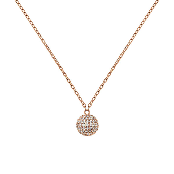 Stylový bronzový náhrdelník se třpytivou kuličkou Pavé DW00400625