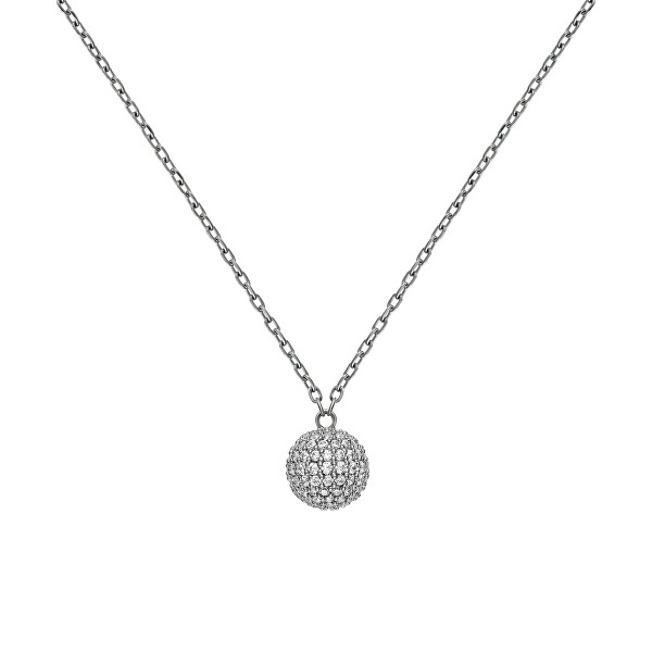 Stylový ocelový náhrdelník se třpytivou kuličkou Pavé DW00400655
