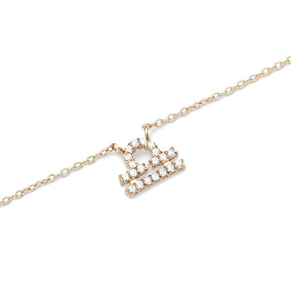 Stylový pozlacený náhrdelník znamení Váhy Crystal Zodiac DW00400925