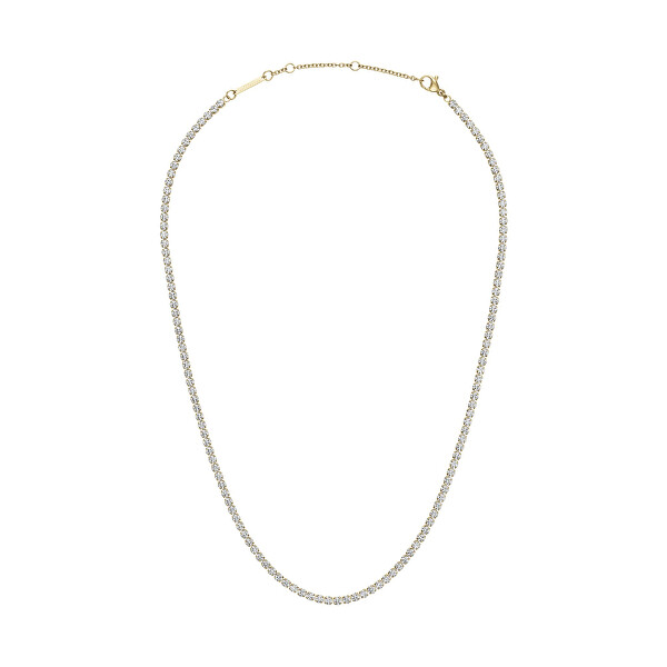 Třpytivý pozlacený náhrdelník s krystaly Classic Tennis DW00400391