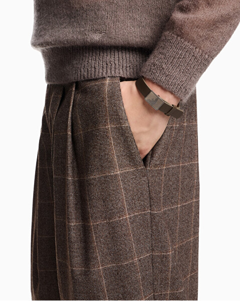 Moderní hnědý kožený náramek EGS3240060