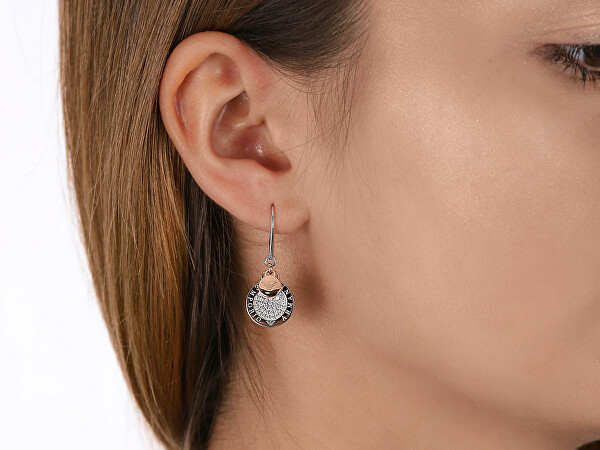 Stilvolle zweifarbige Ohrringe aus Silber EG3377040