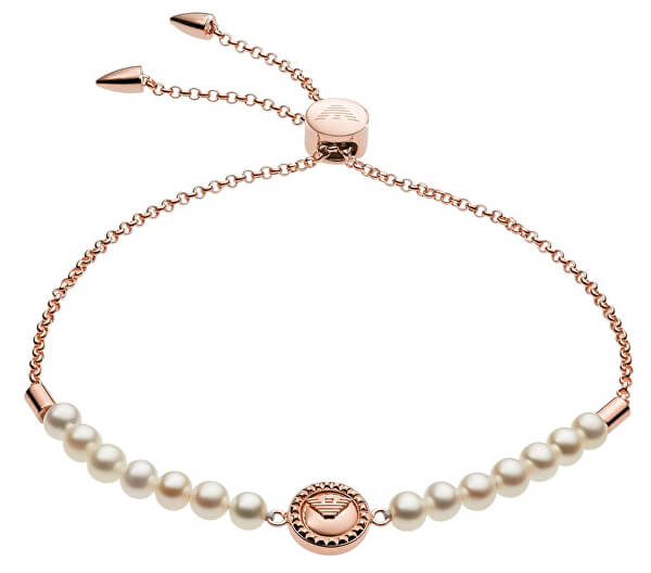 Růžově zlacený stříbrný náramek s perlami EG3434221