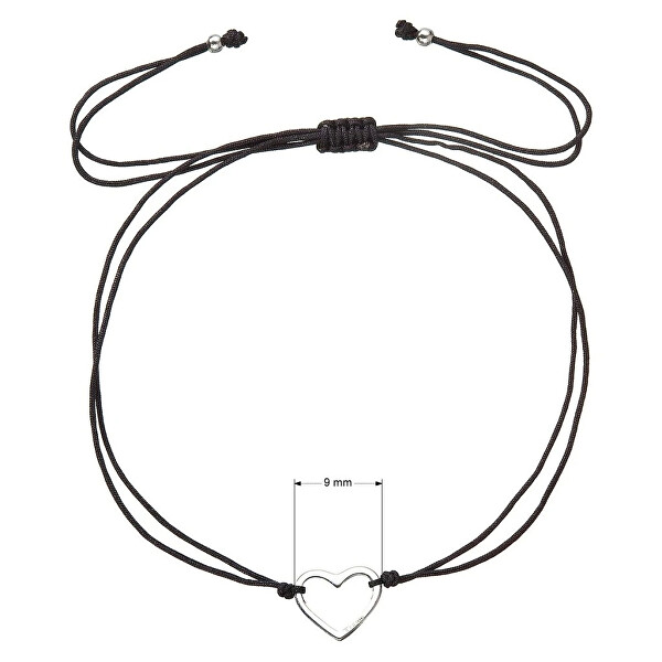 Černý kabala náramek se srdíčkem 13042.3 black