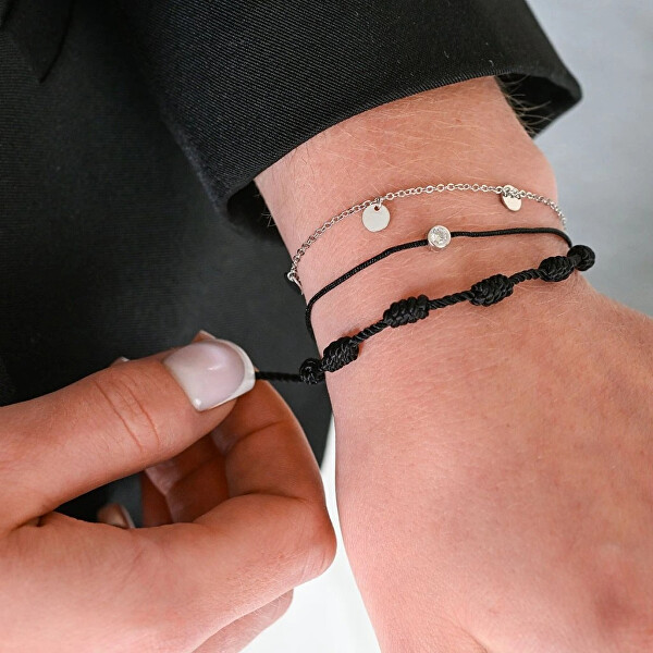 Černý kabala náramek se zirkonem 13005.3