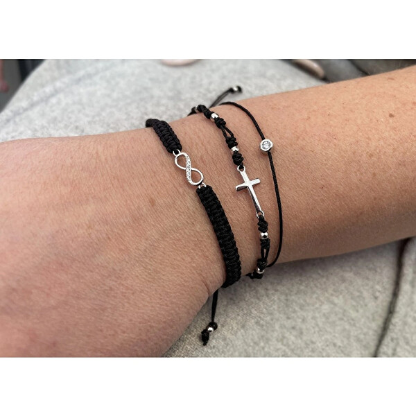Černý kabala náramek se zirkonem 13005.3