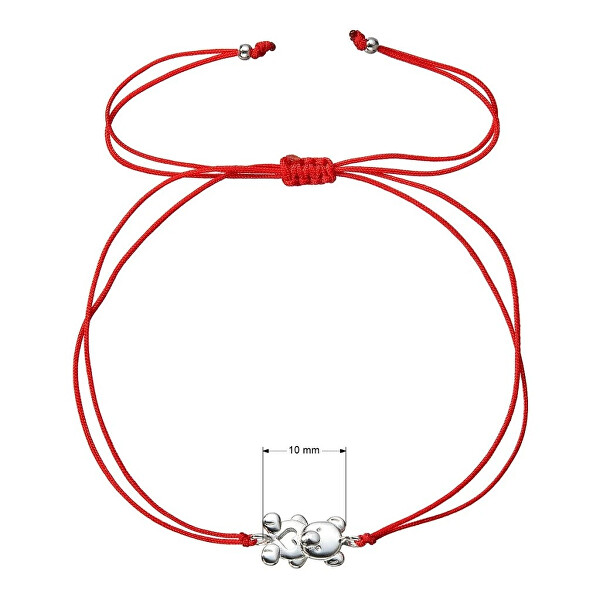 Červený kabala náramek s medvídkem 13046.3 red