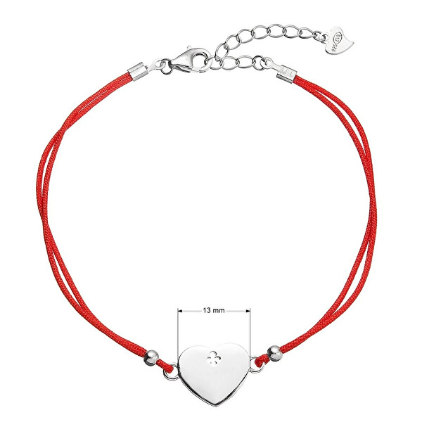 Romantický kabala náramek se srdíčkem 13049.3 red