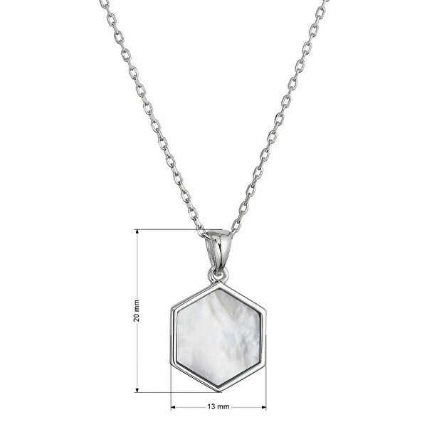 Stříbrný dámský náhrdelník Hexagon s perletí 12149.1