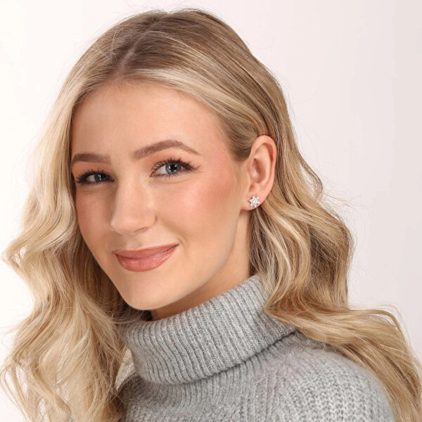 Designové stříbrné náušnice Vločky 11265.1