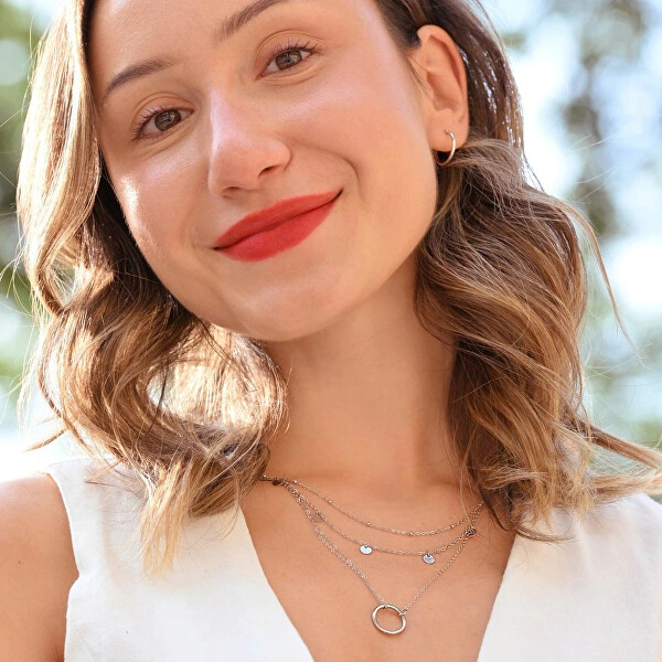 Dvojitý stříbrný náhrdelník s přívěsky 62007