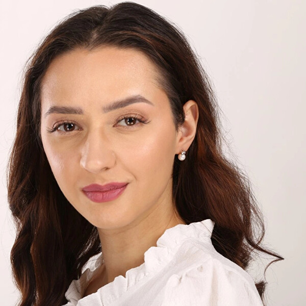 Elegantní náušnice pecky s pravými perlami 21090.1B