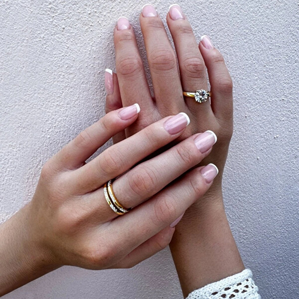 Elegantní pozlacený prsten s čirým zirkonem 15012.1 crystal