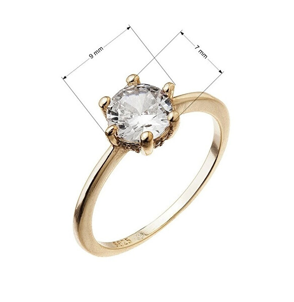 Pozlacený zásnubní prsten s čirým zirkonem 15013.1 crystal