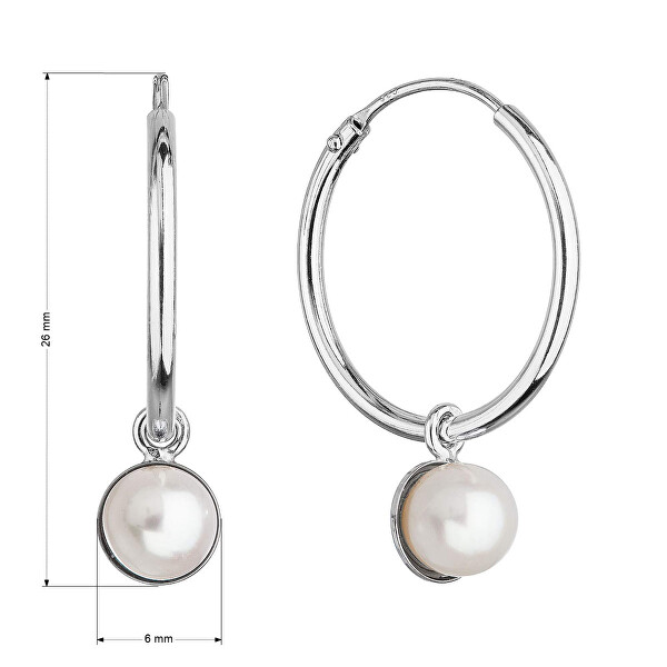 Cercei cercuri eleganți din argint cu perle de râu 21065.1