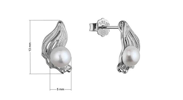 Elegantní stříbrné náušnice s říční perlou 21121.1