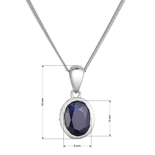Elegantní stříbrný náhrdelník s pravým safírem 12087.3