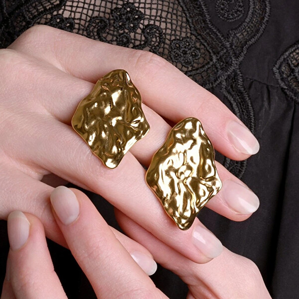 Elegantní visací náušnice z pozlacené oceli SELIRA gold