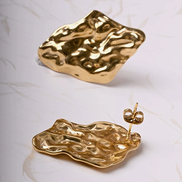 Elegantní visací náušnice z pozlacené oceli SELIRA gold