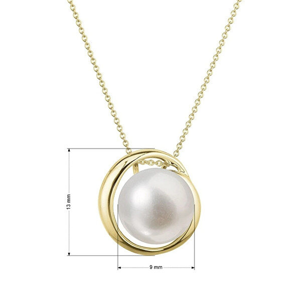 Elegantní zlatý náhrdelník s říční perlou Kruh 92P00035