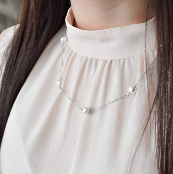 ElegantParure di gioielli in argento con perle Pavo 21004.1, 22015.1, 23008.1 (collana, bracciale, orecchini) scontata