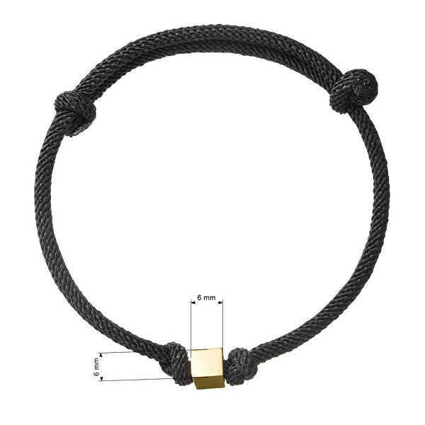 Exkluzivní černý kabala náramek se zlatou kostičkou 93T00100 black
