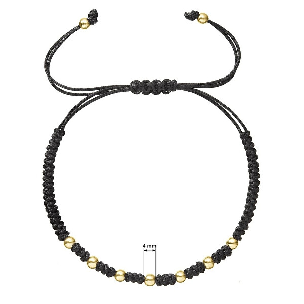 Exkluzivní černý kabala náramek se zlatými kuličkami 93T00101 black