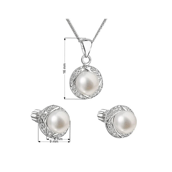 Jemná perličková sada se zirkony 29004.1B bílá