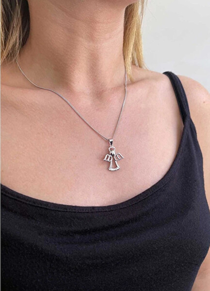 Krásný stříbrný náhrdelník Andělíček s krystaly Swarovski 32076.1 (řetízek, přívěsek)