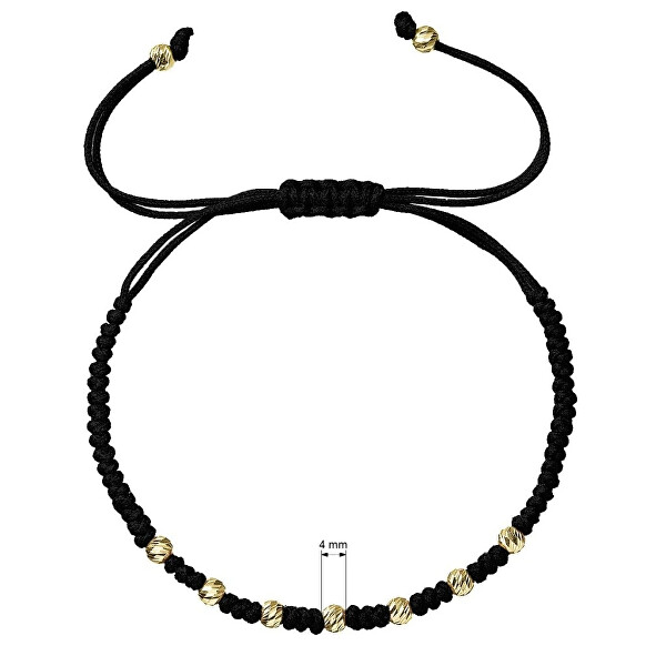 Luxusní černý kabala náramek se zlatými kuličkami 93T00102 black