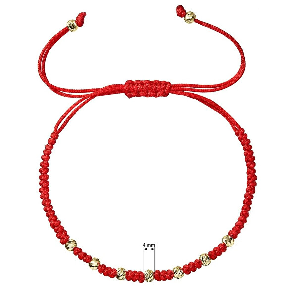 Luxusní červený kabala náramek se zlatými kuličkami 93T00102 red
