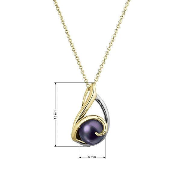 Luxusní náhrdelník ze zlata s tmavou říční perlou 92P00030 peacock
