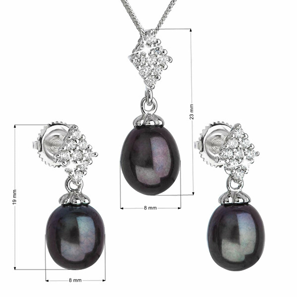 Luxuriöses Silber Schmuckset mit echten Perlen 29018.3 (Ohrringe, Halskette, Anhänger)