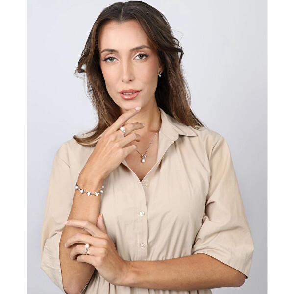 Luxusní stříbrný náramek s říčními perlami 23025.1