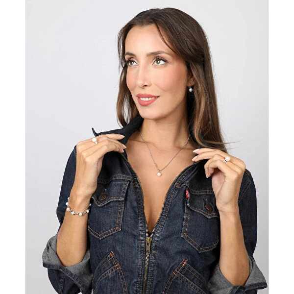 Luxusní stříbrný náramek s říčními perlami 23025.1