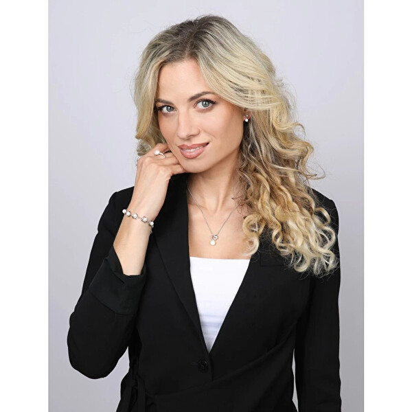 Luxusní stříbrný náramek s říčními perlami 23025.1