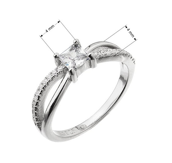 Moderní stříbrný prsten s čirými zirkony 15016.1 crystal
