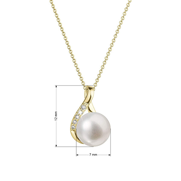 Luxusní zlatý náhrdelník s pravou perlou a brilianty 92PB00029