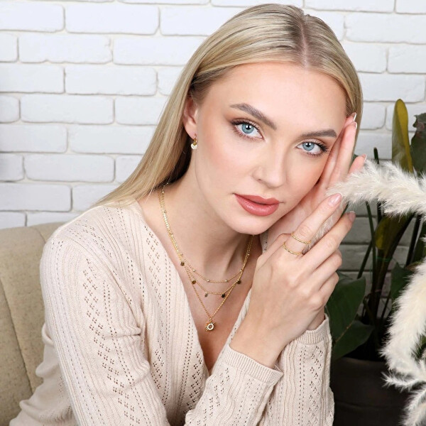 Minimalistický pozlacený prsten se zirkony 15005.1 crystal