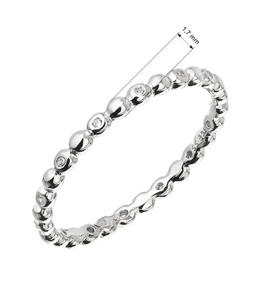 Minimalistický stříbrný prsten se zirkony 15005.1 crystal