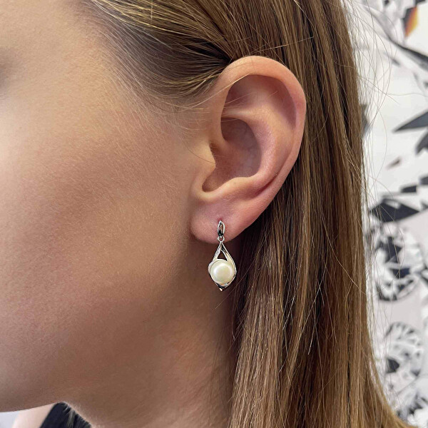 Moderni orecchini in argento con autentica perla d’acqua dolce 21080.1B