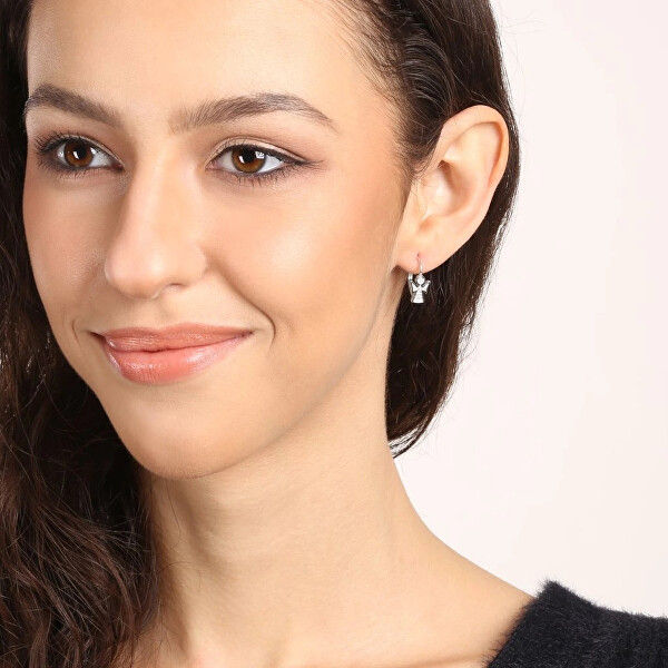 Něžné stříbrné náušnice Andílek se zirkony 11543.1