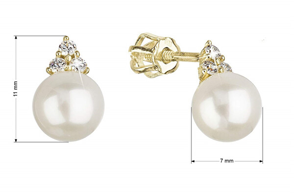 Raffinati orecchini in oro con zirconi e perle vere 91PZ00025