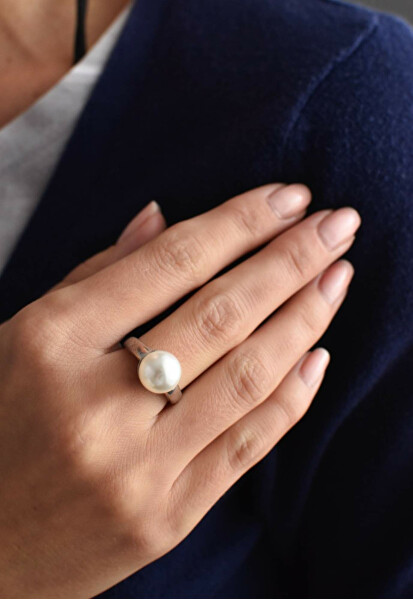 Něžný stříbrný prsten s perlou Swarovski 35022.1