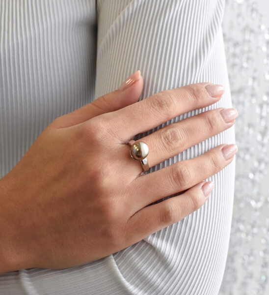 Něžný stříbrný prsten s perlou Swarovski 35022.3